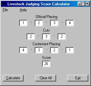 Livestock Judging Score Calculator Screen Shot